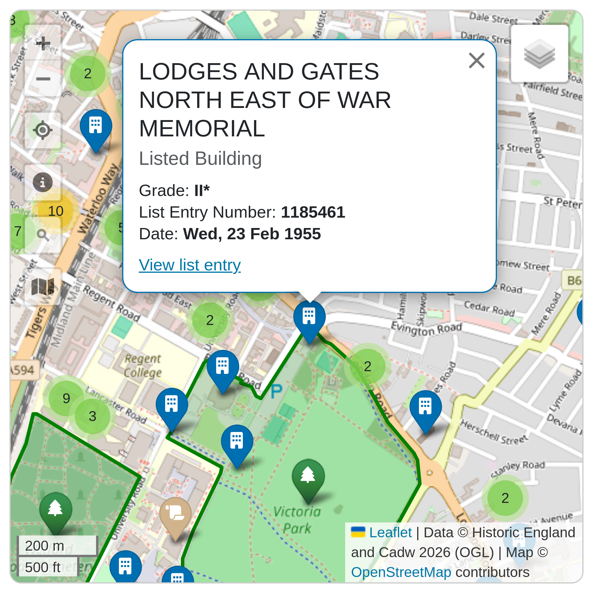 Screenshot of the map